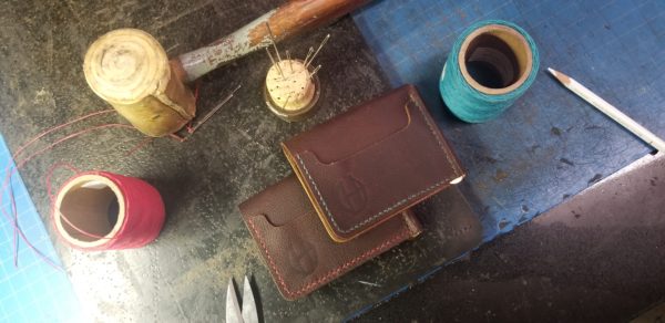 Garrison Wallet / Kangaroo with Turquoise stitching